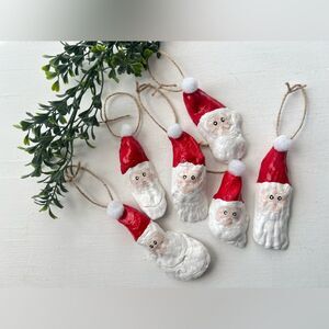 NWT Hand Painted Santa Claus Oyster Shell Ornaments - Set of 6